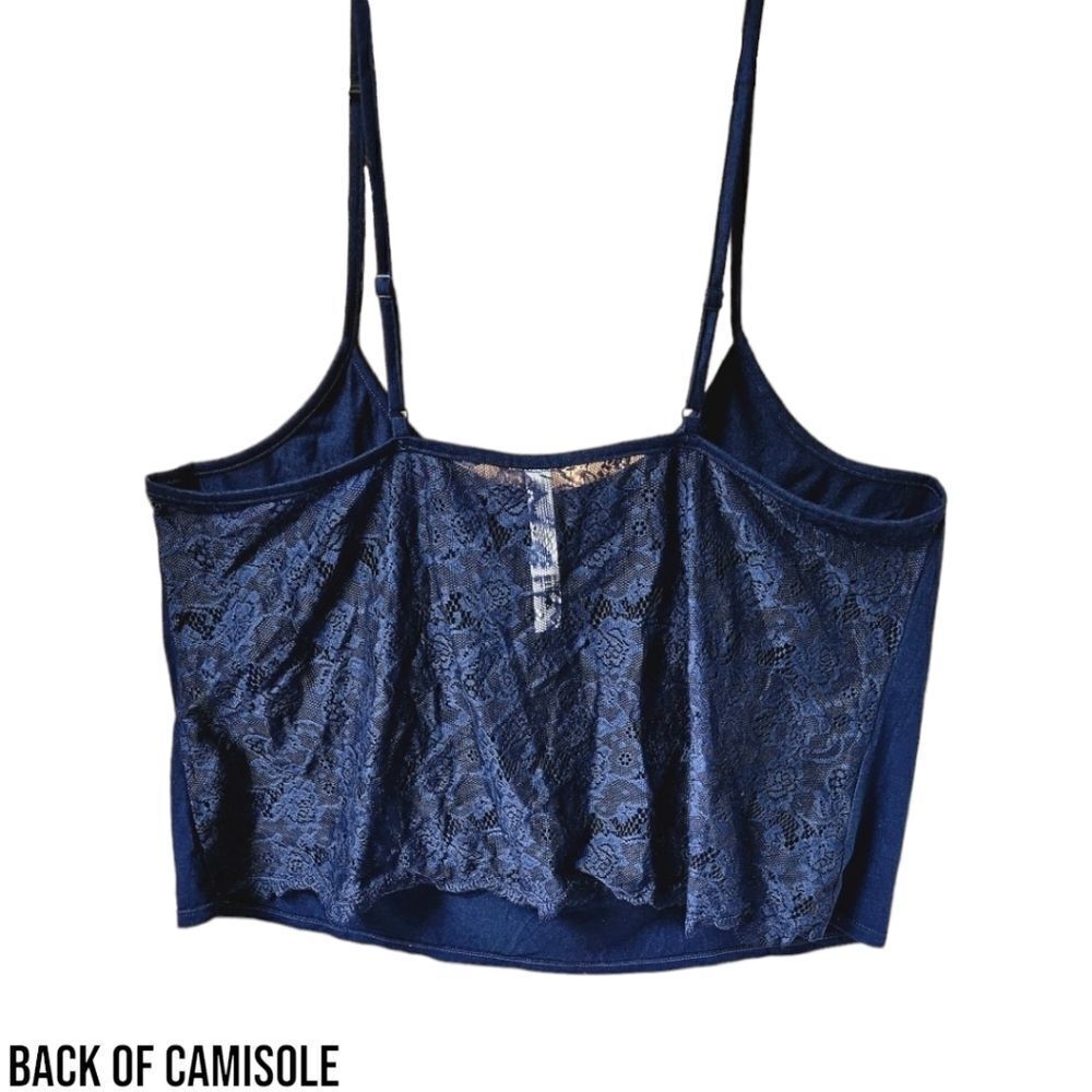 Adore Me 2X Medieval Blue Lace Satin Cami Shorts Lingerie Set - Picture 9 of 16